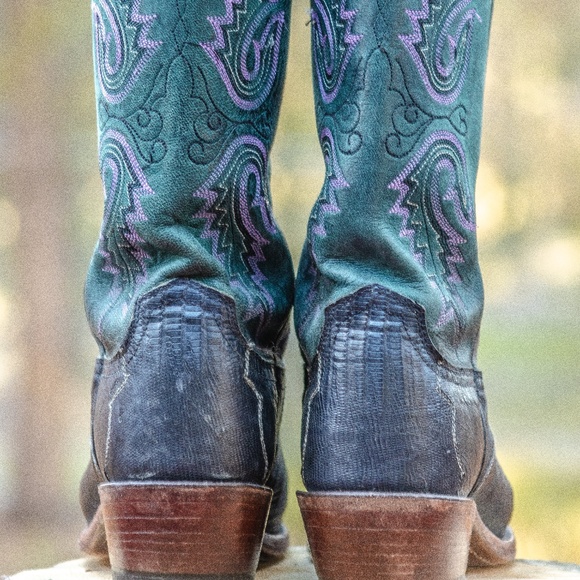 Old Gringo Teju Lizard Teal Cowboy boots - Picture 10 of 16